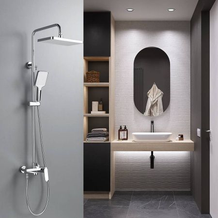 Душевая система Shevanik S4536 верхний душ, лейка, хром, Коллекция S45, , Shevanik