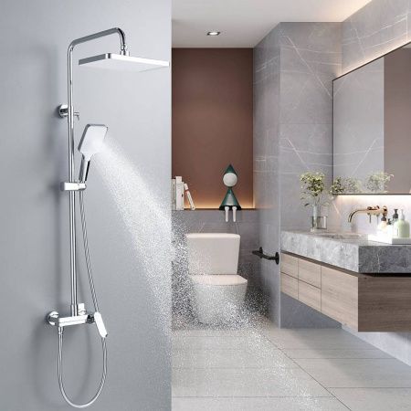 Душевая система Shevanik S4536 верхний душ, лейка, хром, Коллекция S45, , Shevanik