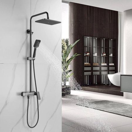 Душевая система Shevanik S8936T верхний душ, лейка, оружейная сталь, Коллекция S89, , Shevanik