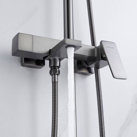 Душевая система Shevanik S8936T верхний душ, лейка, оружейная сталь, Коллекция S89, , Shevanik