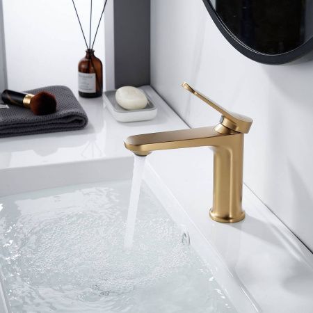 Cмеситель для раковины Shevanik S4301G золото сатин, Коллекция S43, , Shevanik