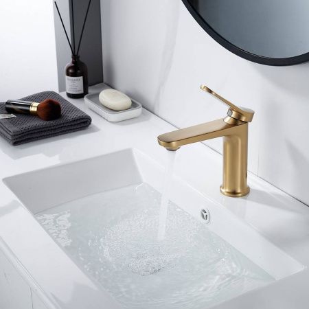 Cмеситель для раковины Shevanik S4301G золото сатин, Коллекция S43, , Shevanik