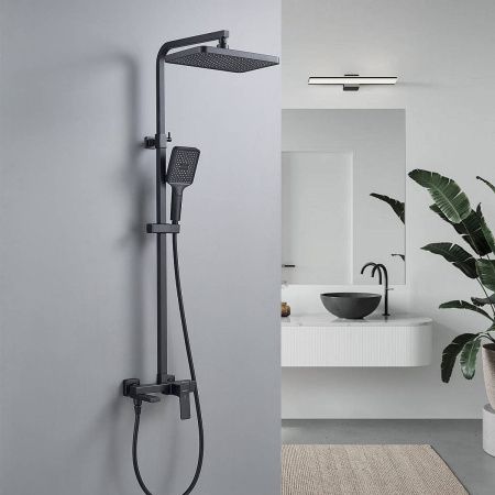 Душевая система Shevanik S4636H верхний душ, лейка, черный, Коллекция S46, , Shevanik