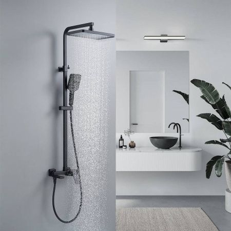 Душевая система Shevanik S4636H верхний душ, лейка, черный, Коллекция S46, , Shevanik