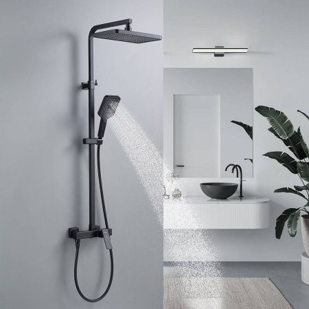 Душевая система Shevanik S4636H верхний душ, лейка, черный, Коллекция S46, , Shevanik