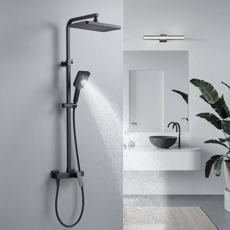 Душевая система Shevanik S4636H верхний душ, лейка, черный, Коллекция S46, , Shevanik