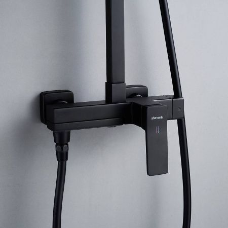 Душевая система Shevanik S4636H верхний душ, лейка, черный, Коллекция S46, , Shevanik