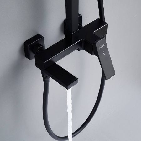 Душевая система Shevanik S4636H верхний душ, лейка, черный, Коллекция S46, , Shevanik