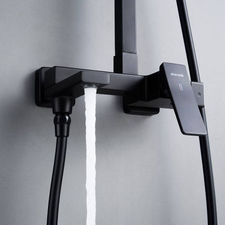 Душевая система Shevanik S4636H верхний душ, лейка, черный, Коллекция S46, , Shevanik