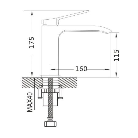 Смеситель для раковины Shevanik S4101H черный, Коллекция S41, , Shevanik