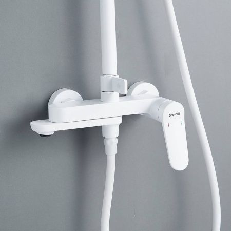 Душевая система Shevanik S4336C верхний душ, лейка, матовый белый, Коллекция S43, , Shevanik