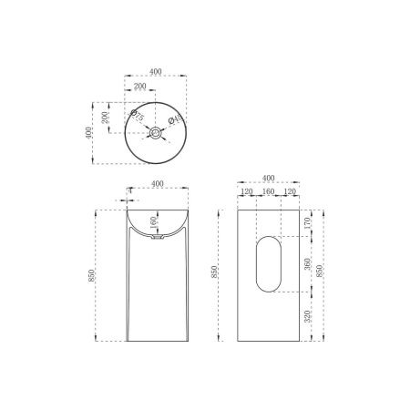 Раковина Vincea Solid Surface Vincea VBS-6SP01MW, 400*400*850, напольная, цвет белый матовый, Мебель и раковины, , Vincea