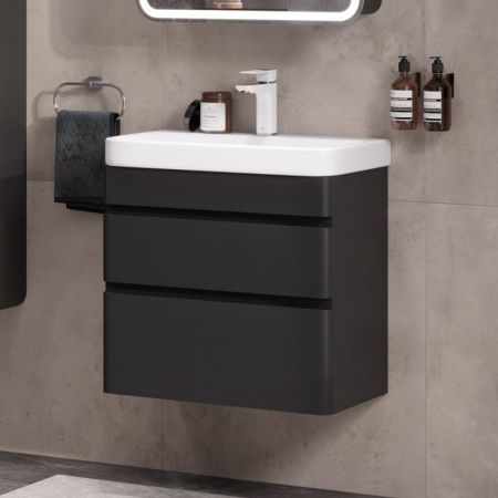 Тумба подвесная EQUIL Eltoro 70.2Y tpELTR70.2Y-03 Пленка черный  Soft touch 2 ящика с раковиной Nice 70 9595-70, Коллекция Eltoro, , EQUIL
