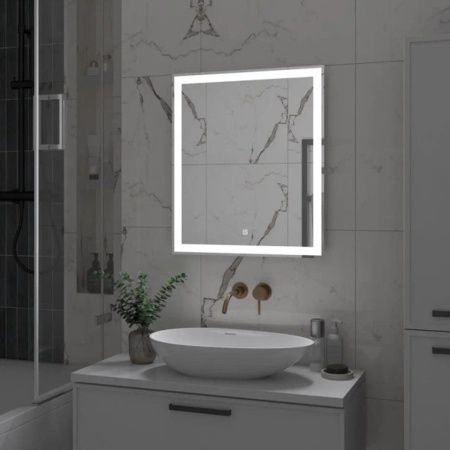 Зеркало Clamm LED 600х700 ЗЛП4790 с сенсором и подогревом, Зеркала сенсорные с подогревом, РОССИЯ, Agava