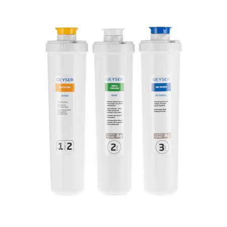 Комплект сменных картриджей для фильтра Гейзер-Смарт 50095 для жесткой воды, Комплекты сменных картриджей, РОССИЯ, Гейзер