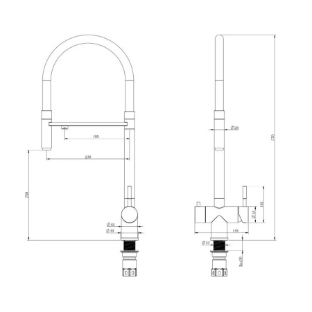 Смеситель для кухни Knotlor Infinity SS-16/RB римская бронза, с подключением к фильтру питьевой воды, Серия STREAMLINE, , KNOTLOR