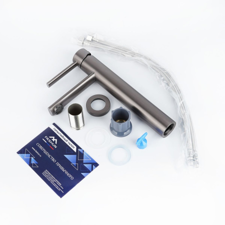 Смеситель для раковины FASHUN A51234-17, графит,  высокий, из нержавеющей стали  , Коллекция 34 нерж. сталь, , FASHUN