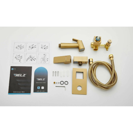 Смеситель с гигиеническим душем BELZ B55808-5 золото, Серия B805 с гигиеническим душем, , BELZ