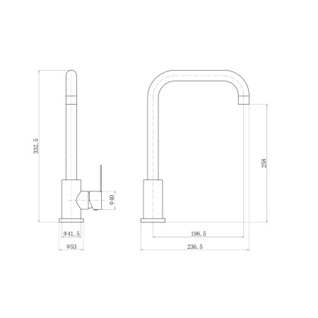 Смеситель для кухни FASHUN A54201N картридж D=35 мм, из нержавеющей стали, сатин