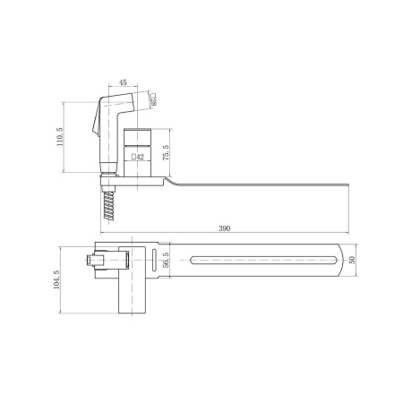 Смеситель для биде с приставкой к унитазу FASHUN A57104 с гигиенической квадратной лейкой, картридж D=35 мм, из нержавеющей стали, сатин