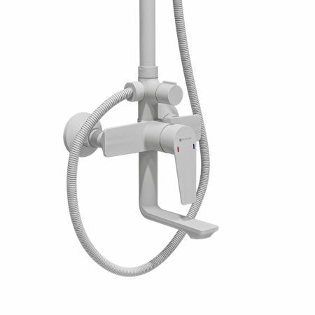 Душевая стойка со смесителем GROSS AQUA Dyno GA9009SMD07MW белый, с изливом (3)