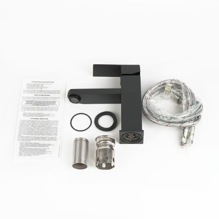 Смеситель для раковины Wasser Zimmer ZM-7722-1H картридж=35 мм, черный, SUS304