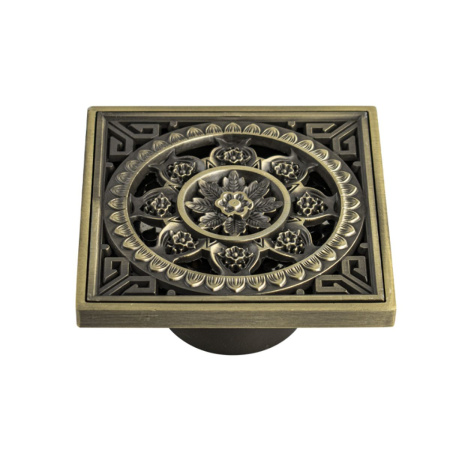 Трап душевой Санакс 00031-1, 100х100 мм, вертикальный выпуск 50мм, с сухим затвором воды, бронза