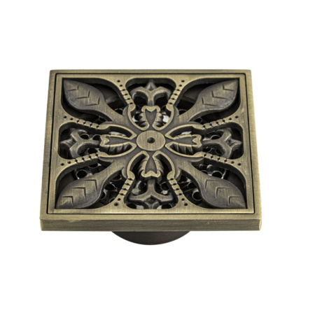 Трап душевой Санакс 00031-2, 100х100 мм, вертикальный выпуск 50 мм, с сухим затвором воды, бронза