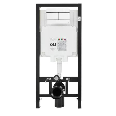 Комплект Инсталляция OLI 80 ECO mechanic с кнопкой Slim белая 886914SLO1 + Унитаз подвесной Knois KN9722002 безободковый, с крышкой 53,5х36х34 см.