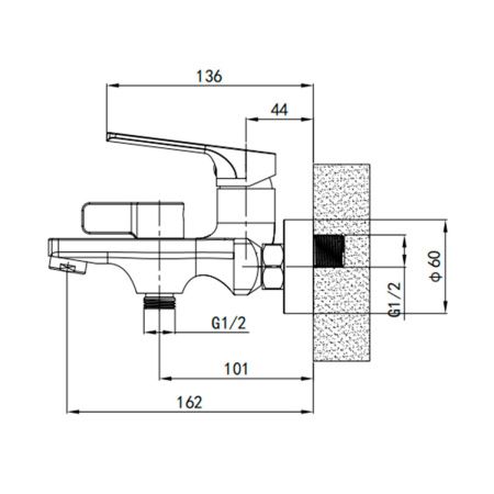 Смеситель для ванны GROSS AQUA Prado 2878828C с коротким изливом
