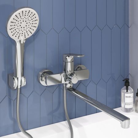 Смеситель для ванны GROSS AQUA Prado 7578828C-35F с длинным изливом 350 мм