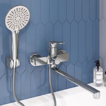 Смеситель для ванны GROSS AQUA Prado 7578828C-35F с длинным изливом 350 мм