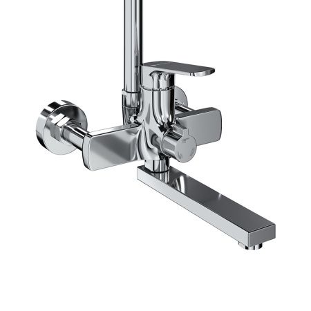 Душевая система со смесителем GROSS AQUA Prado GA9828SMDR с изливом, никель-хром