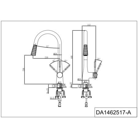 Смеситель для кухни D&K Rhein.Schiller DA1462517A с выдвижной лейкой, черный-золото