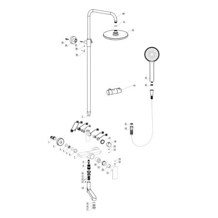 Душевая стойка Fmark FS8845H со смесителем, лейкой и тропическим душем, черный (1)