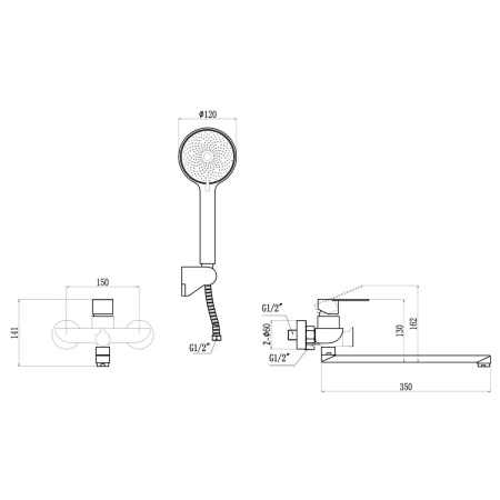 Смеситель для ванны Fmark FS8824Q графит (6)