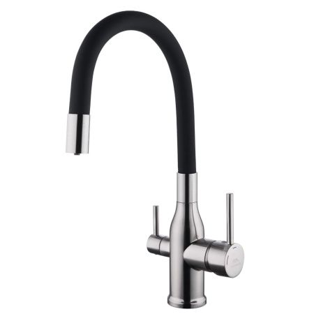 Смеситель для кухни FASHUN A4363-N с подключением фильтра пиьевой воды, сатин, черный (10)