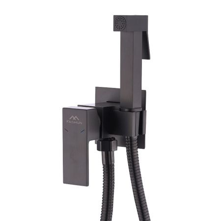 Смеситель для биде FASHUN A7506-17, с гигиеническим душем, встраиваемый, SUS304, оружейная сталь (10)