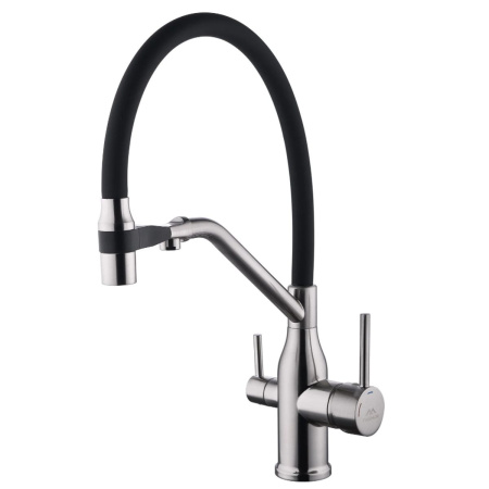 Смеситель для кухни FASHUN A4463-N с подключением фильтра пиьевой воды, сатин, черный (10)