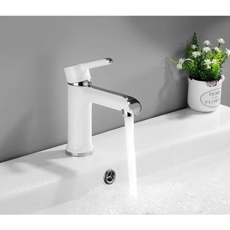 Смеситель для раковины Shevanik S6001F, белый, хром (10)