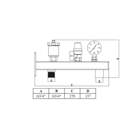 Группа безопасности настенная 6 бар 3/4