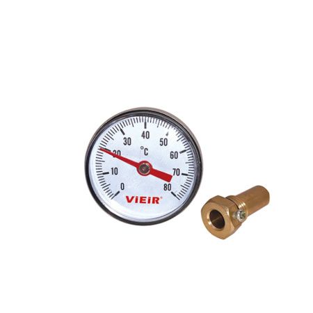 Термометр до +120? 1/2" НР с гильзой VIEIR YL18 (мин.1/100)