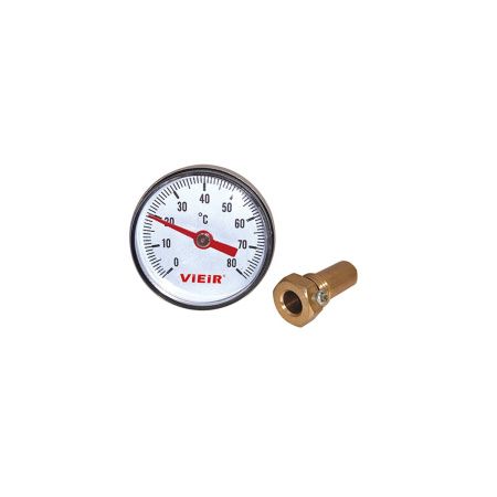 Термометр до +120? 1/4" НР с погружной гильзой VIEIR YL19 (мин.1/200)