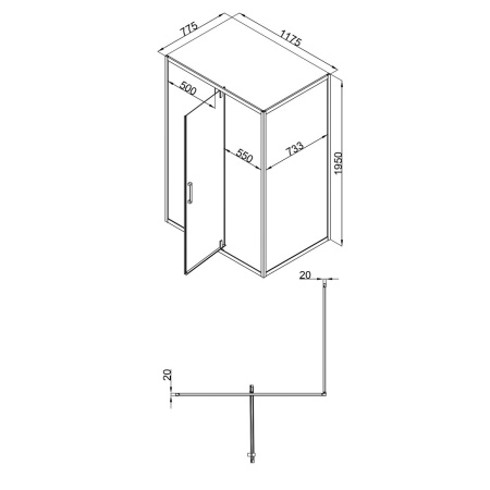 Душевой уголок OLIVE'S DUERO DR-128CR-SW-GB (1200*800*1950мм) прямоугольный, прозрачное стекло 6мм, графит