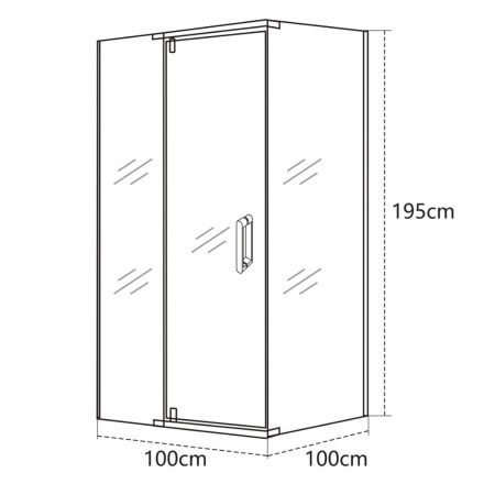 Душевой уголок OLIVE'S VIAR VR-100CS-SW-C (1000*1000*1950мм) квадратный, прозрачное стекло 6мм, хром