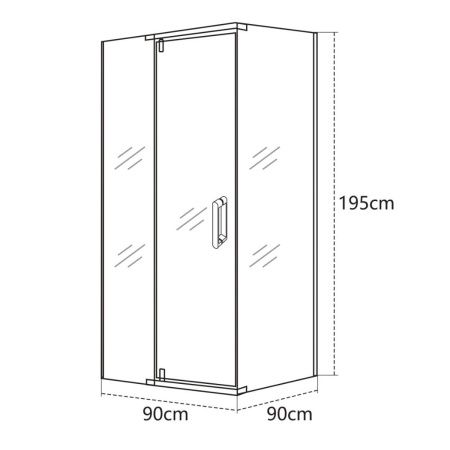 Душевой уголок OLIVE'S VIAR VR-90CS-SW-C (900*900*1950мм) квадратный, прозрачное стекло 6мм, хром
