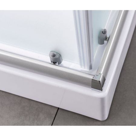 Душевой уголок OLIVE'S MINO U_MN-90PMS-SD-C матовое стекло 4 мм, хром 900*900*1925 мм с Поддоном OLIVE'S MINO B_MN-90PMS-SD-C, 900*900*125 мм