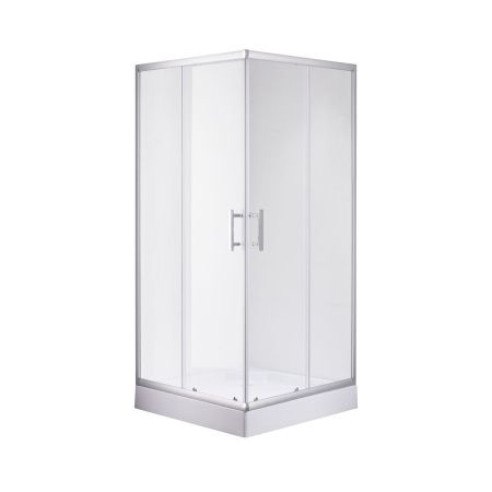 Душевой уголок OLIVE'S MINO U_MN-90PСS-SD-C прозрачное стекло 4 мм,  хром, 900*900*1925 мм с Поддоном OLIVE'S MINO B_MN-90PСS-SD-C 900*900*125 мм