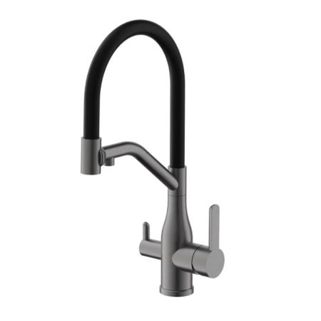 Смеситель для кухни BELZ B78815-3 с подключением к фильтру питьевой воды, оружейная сталь (10)