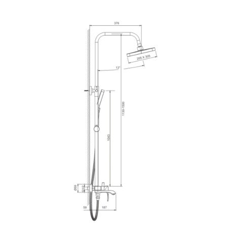 Душевая система с изливом BELZ B24507 верхний душ, лейка, хром (4)